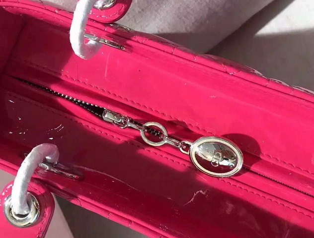 Dior Lady Dior Bag Fuchsia Patent Leather for Sale