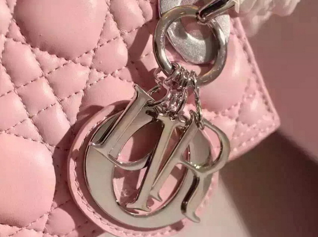 Dior Lady Dior Bag Pink Lambskin Silver Hardware for Sale