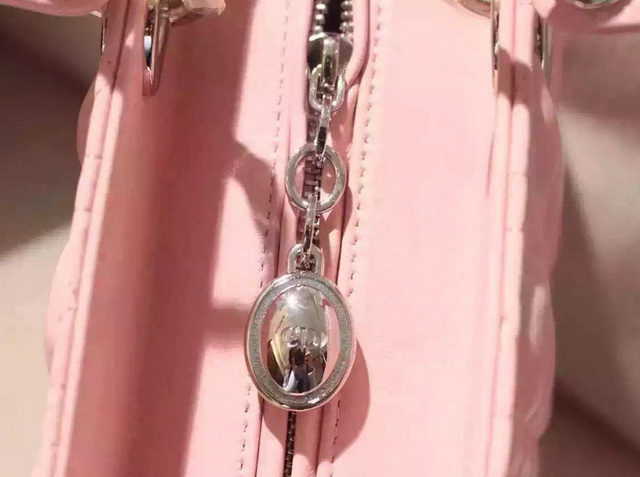 Dior Lady Dior Bag Pink Lambskin Silver Hardware for Sale