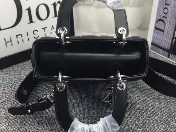 Dior Lady Dior Bag in Black Lambskin Customisable Shoulder Strap Silver Hardware for Sale
