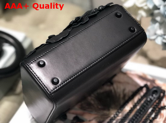 Dior Lady Dior Bag in Black Lambskin with Embroidered Flowers Replica