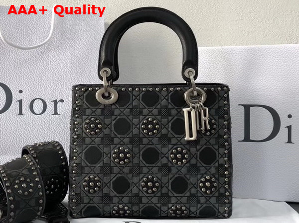 Dior Lady Dior Bag in Black Studded Calfskin Replica