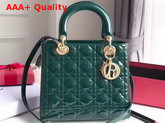 Dior Lady Dior Bag in Green Patent Cannage Calfskin Gold Hardware Replica