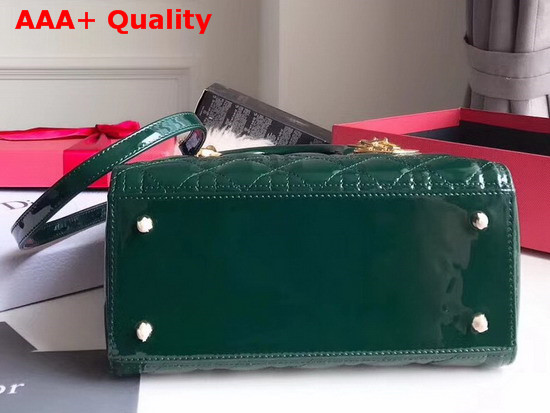 Dior Lady Dior Bag in Green Patent Cannage Calfskin Gold Hardware Replica