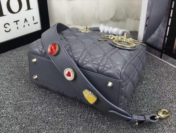 Dior Lady Dior Bag in Grey Lambskin Customisable Shoulder Strap for Sale