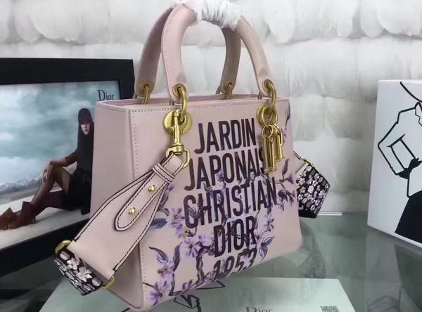 Dior Lady Dior Bag in Light Pink Calfskin with Painting For Sale