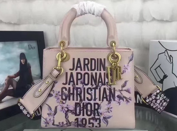 Dior Lady Dior Bag in Light Pink Calfskin with Painting For Sale
