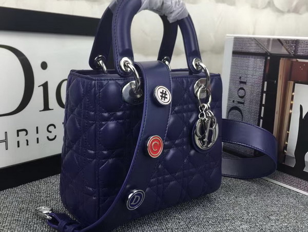 Dior Lady Dior Bag in Navy Blue Lambskin Customisable Shoulder Strap for Sale