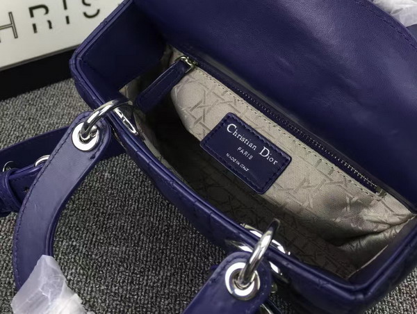 Dior Lady Dior Bag in Navy Blue Lambskin Customisable Shoulder Strap for Sale
