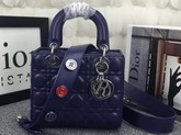 Dior Lady Dior Bag in Navy Blue Lambskin Customisable Shoulder Strap for Sale