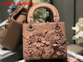 Dior Lady Dior Bag in Nude Lambskin with Embroidered Flowers Replica