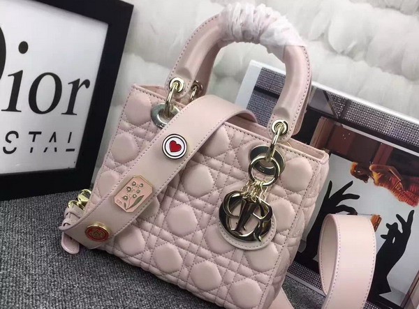 Dior Lady Dior Bag in Pink Lambskin Customisable Shoulder Strap for Sale