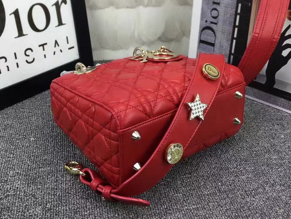 Dior Lady Dior Bag in Red Lambskin Customisable Shoulder Strap for Sale