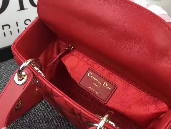 Dior Lady Dior Bag in Red Lambskin Customisable Shoulder Strap for Sale