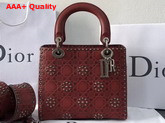 Dior Lady Dior Bag in Red Studded Calfskin Replica
