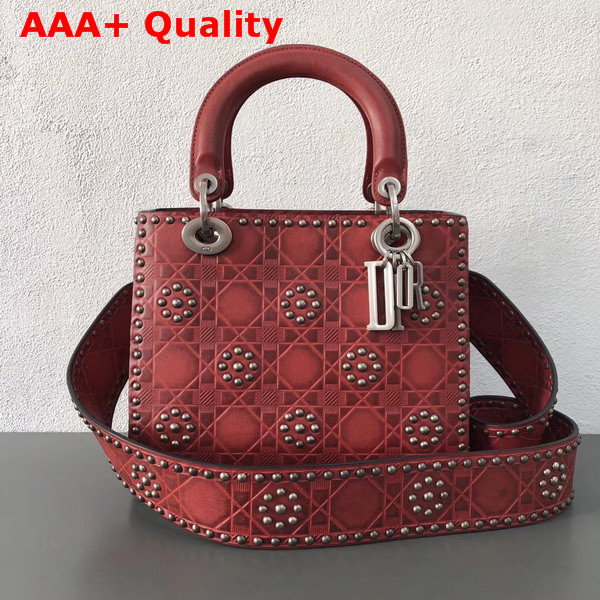 Dior Lady Dior Bag in Red Studded Calfskin Replica