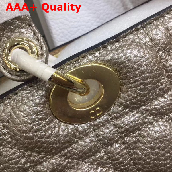 Dior Lady Dior Bag with Leather Shoulder Strap Metallic Gold Grained Calfskin Replica