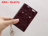 Dior Lady Dior Calfskin Card Holder in Burgundy Patent Cannage Calfskin Replica