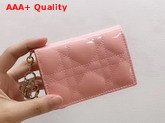 Dior Lady Dior Calfskin Card Holder in Pink Patent Cannage Calfskin Replica