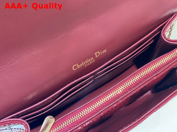 Dior Lady Dior Chain Pouch in Burgundy Patent Cannage Calfskin Replica