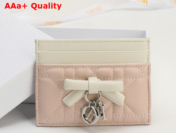 Dior Lady Dior Freesia Card Holder in Pink Cannage Lambskin Replica