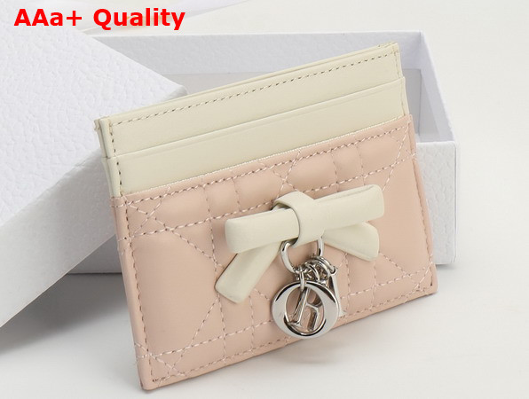 Dior Lady Dior Freesia Card Holder in Pink Cannage Lambskin Replica