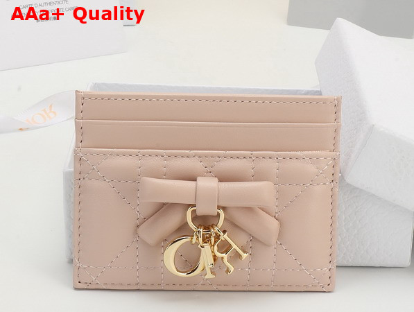 Dior Lady Dior Freesia Card Holder in Pink Cannage Lambskin Replica