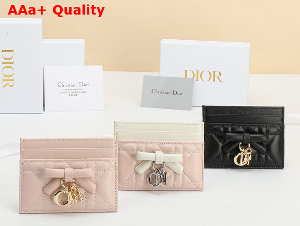 Dior Lady Dior Freesia Card Holder in Pink Cannage Lambskin Replica