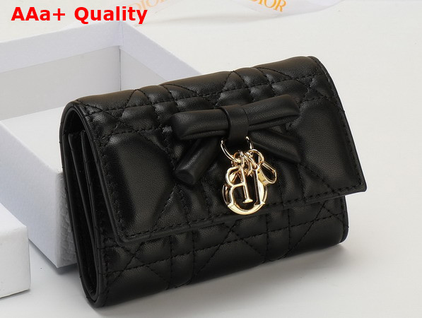Dior Lady Dior Glycine Wallet in Black Cannage Lambskin Replica