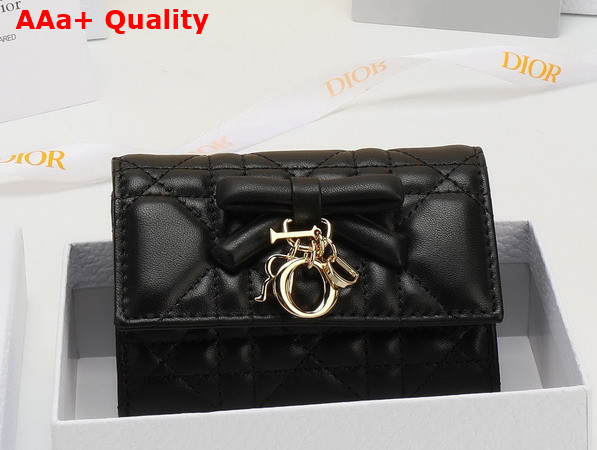Dior Lady Dior Glycine Wallet in Black Cannage Lambskin Replica