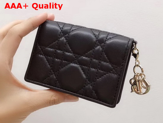 Dior Lady Dior Lambskin Card Holder in Black Cannage Lambskin Replica