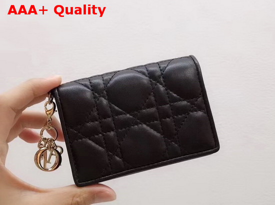 Dior Lady Dior Lambskin Card Holder in Black Cannage Lambskin Replica