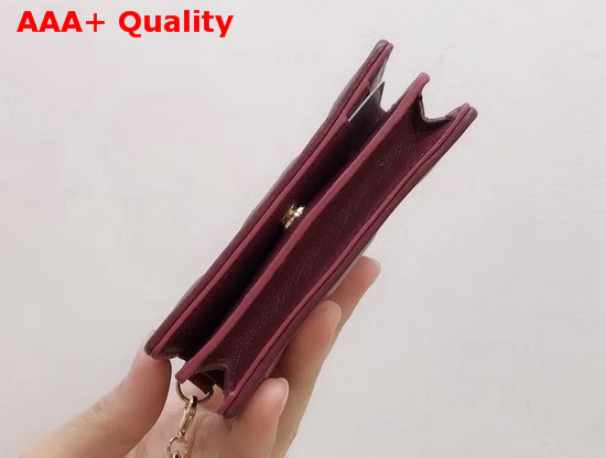 Dior Lady Dior Lambskin Card Holder in Burgundy Cannage Lambskin Replica