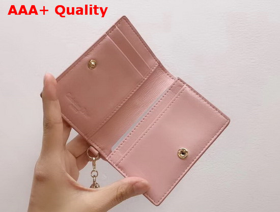Dior Lady Dior Lambskin Card Holder in Pink Cannage Lambskin Replica