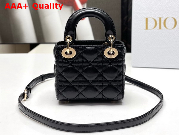 Dior Lady Dior Micro Bag Black Cannage Lambskin Replica