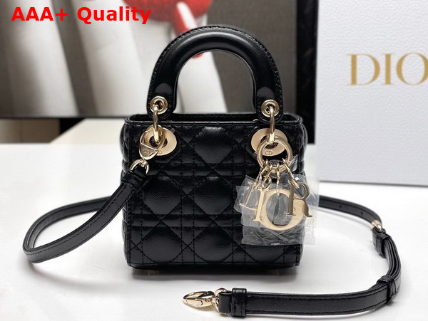 Dior Lady Dior Micro Bag Black Cannage Lambskin Replica