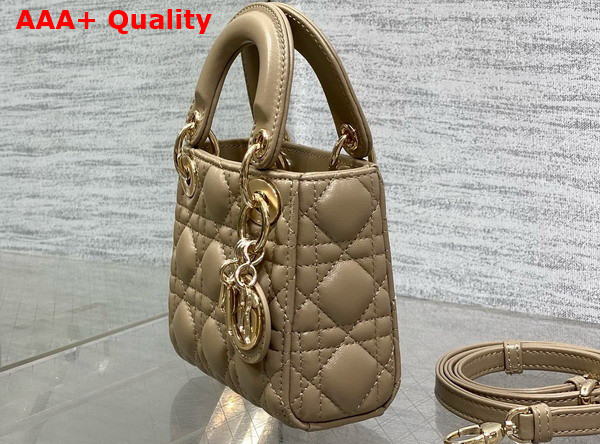 Dior Lady Dior Micro Bag in Beige Cannage Lambskin Replica