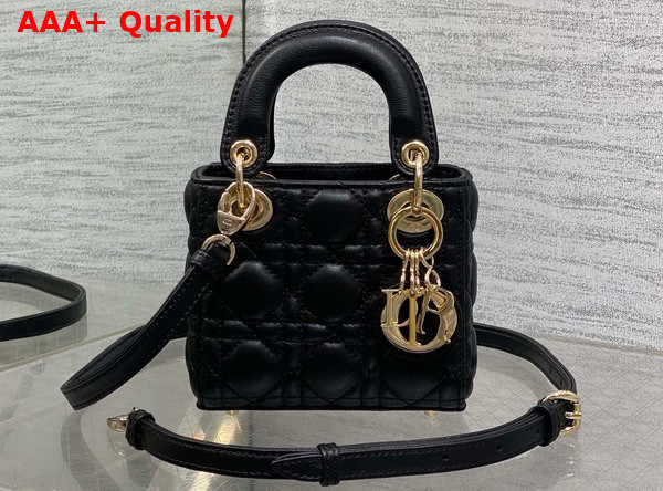 Dior Lady Dior Micro Bag in Black Cannage Lambskin Replica