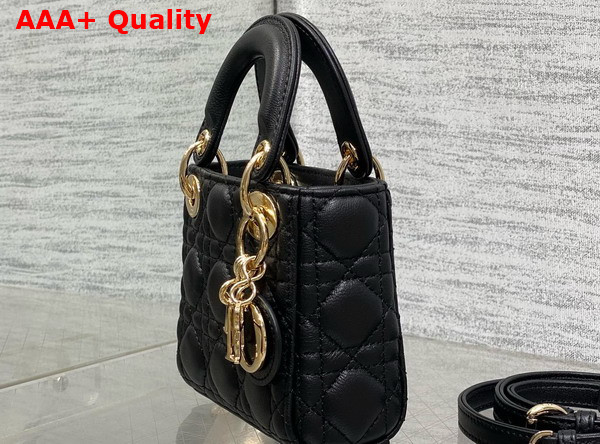 Dior Lady Dior Micro Bag in Black Cannage Lambskin Replica