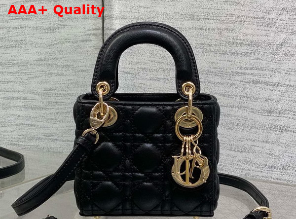 Dior Lady Dior Micro Bag in Black Cannage Lambskin Replica