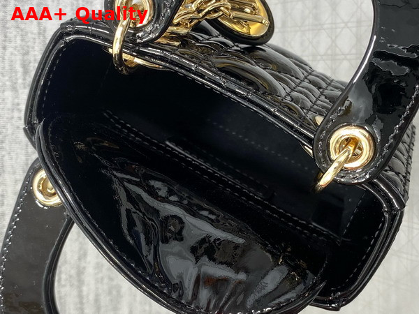Dior Lady Dior Micro Bag in Black Patent Cannage Calfskin Replica
