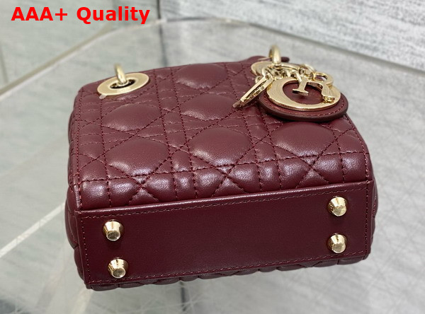 Dior Lady Dior Micro Bag in Burgundy Cannage Lambskin Replica