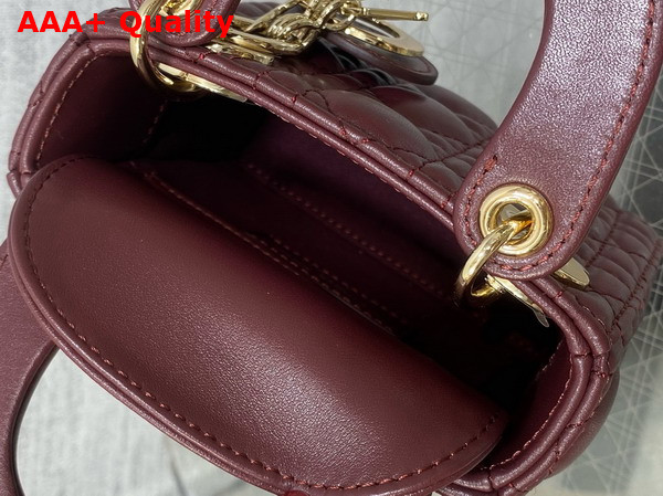 Dior Lady Dior Micro Bag in Burgundy Cannage Lambskin Replica