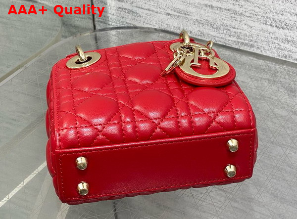 Dior Lady Dior Micro Bag in Cherry Red Cannage Lambskin Replica