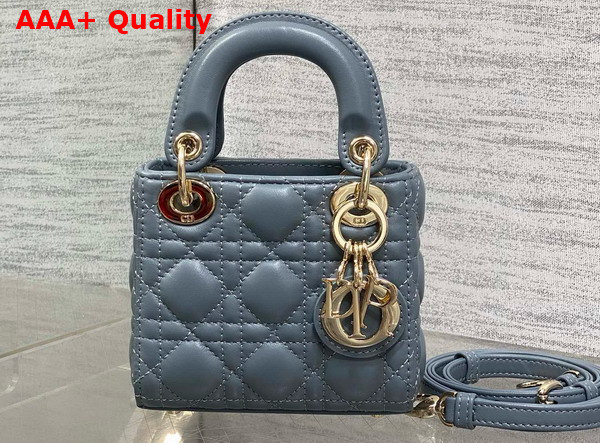 Dior Lady Dior Micro Bag in Cloud Blue Cannage Lambskin Replica