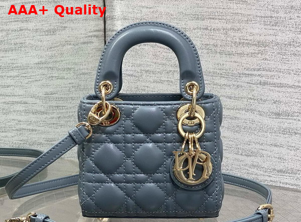 Dior Lady Dior Micro Bag in Cloud Blue Cannage Lambskin Replica