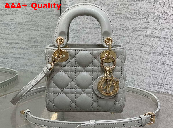 Dior Lady Dior Micro Bag in Cloud Gray Cannage Lambskin Replica