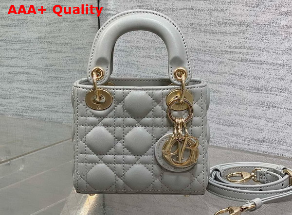 Dior Lady Dior Micro Bag in Cloud Gray Cannage Lambskin Replica
