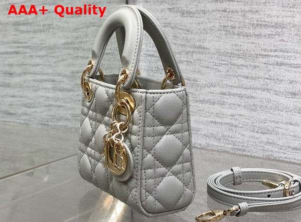 Dior Lady Dior Micro Bag in Cloud Gray Cannage Lambskin Replica