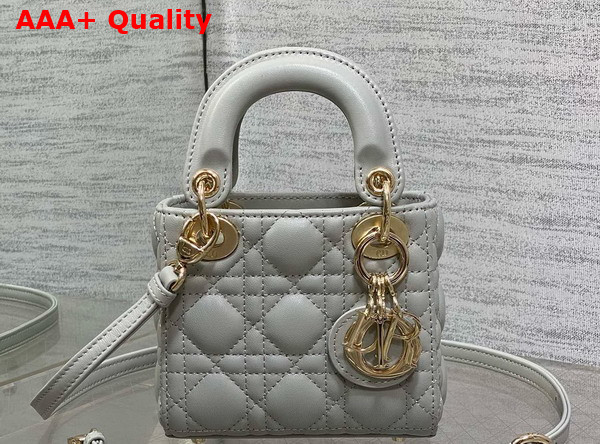Dior Lady Dior Micro Bag in Cloud Gray Cannage Lambskin Replica
